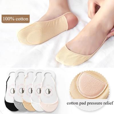 Calzini da donna con bretelle per scarpe con tacco alto Calzini in cotone bassi estivi con cuscinetto in cotone sull'avampiede