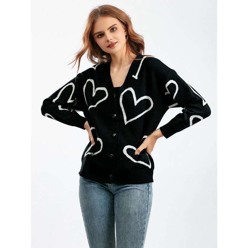 Podzimní a zimní dámský pletený svetr Cardigan Love Short Cardigan Jacket