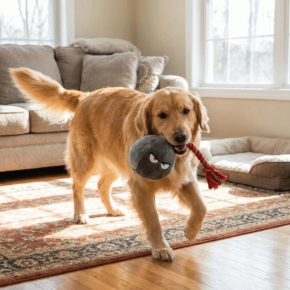 Soft Rope Plush Dog Chew Toy Bite Resistant Pet Toy Ball Squeaky Dog Toy Teething Cleaning