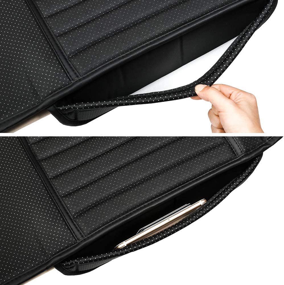 Coussin de siège de voiture universel en cuir antidérapant et respirant, coussin de siège avant avec poche