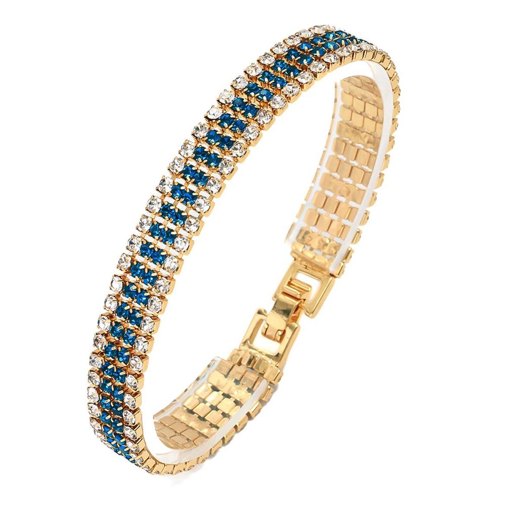 European & American Luxury Shimmering Roman Crystal Bracelet - Women's Full Diamond Claw Chain