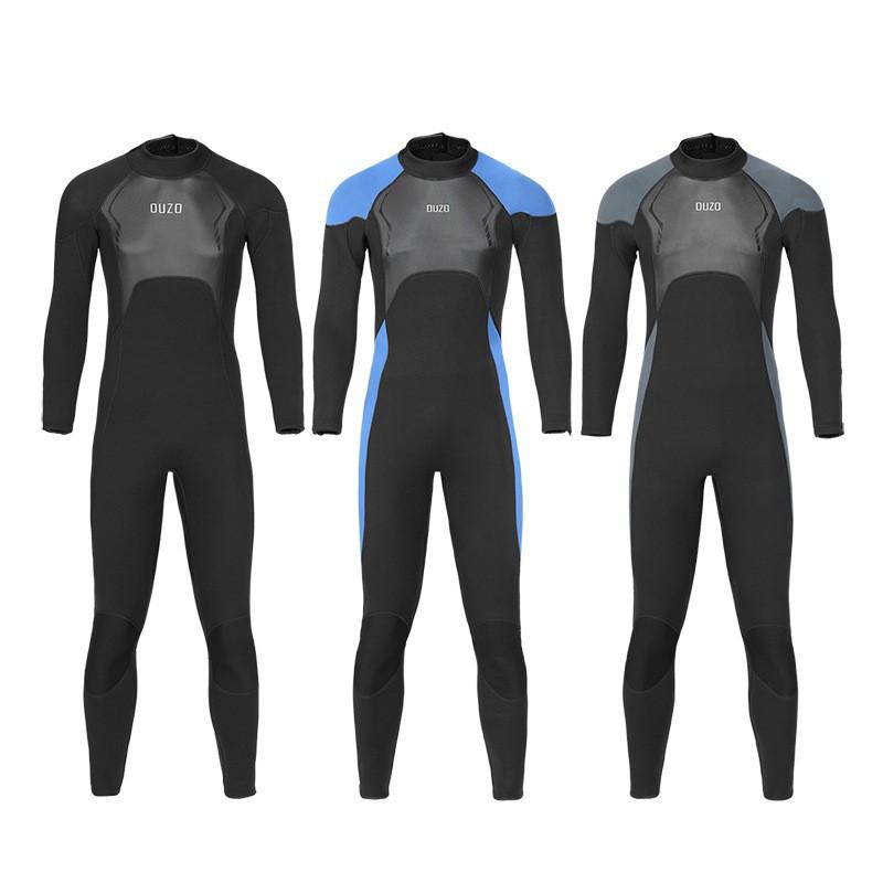 OUZO 3mm Diving Suit Men's Long-sleeved One-piece Thickened Warm Surfing Swimming Snorkeling