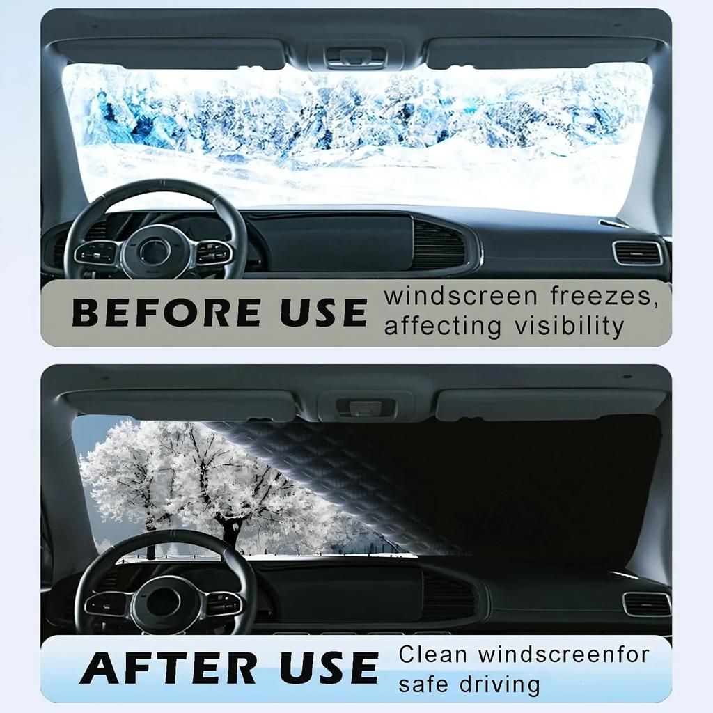 Universal Magnetic Car Window Snow Cover With Reflective Strips Waterproof Thicken Anti Freeze Four Seasons Windshield Cover