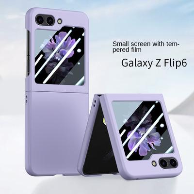Plastic Skin Feel Glass Film Protective Phone Case for Samsung Galaxy Z Flip 6 5  Flip6 Flip5 5G Hard Shell Protective Cover