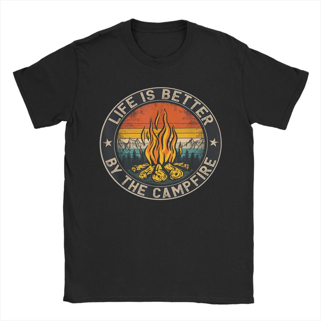 Camping Graphic TShirts Life Is Better At the Campfire Shirt for Camper Gift for Men Women Love Camping Tee Shirt Clothing