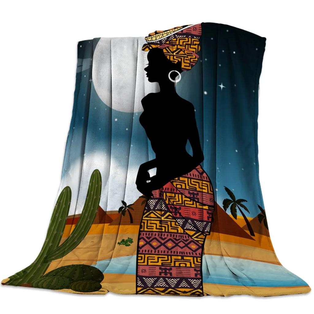 African Girl Flannel Blanket Sofa Bedspread Nap Blanket Gift Shawl Blanket Source Direct Supply