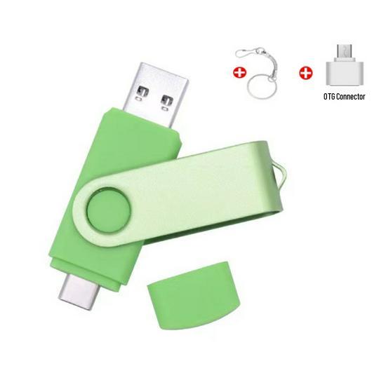 Поворотный USB-накопитель Type-C двойного назначения для телефонов и компьютеров - от 32 ГБ до 2 ТБ 512MB зелёный