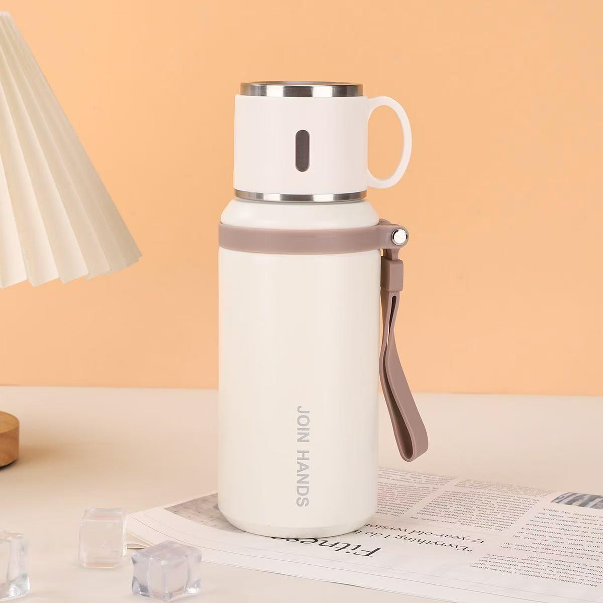 Бутылка для термоводы 600 мл, бутылка-термос из нержавеющей стали, сохраняет холод, чашка-термос, бутылка для воды, термос для чая, кофе, вакуумные фляги белый