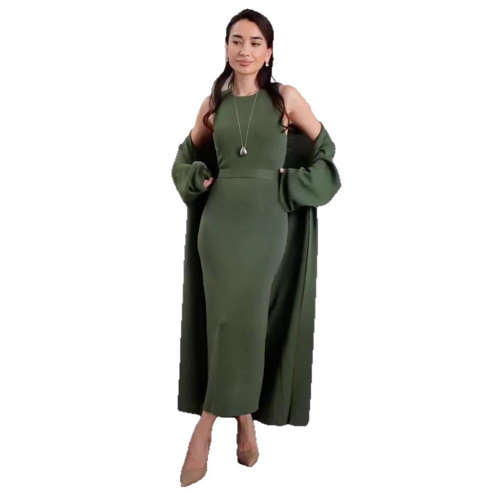 2025 Autumn Elegant Wool Knit Dress & Long Cardigan Set