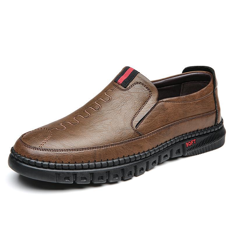 

2025 popular men s business leather shoes breathable single shoes trendy fashion versatile non-slip comfortable casual sports shoes 44