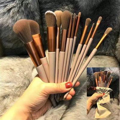 Set di Pennelli da Trucco Evergreen da 13 Pezzi: Cipria Portatile, Correttore, Fard e Altro