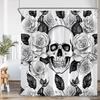 Skull Halloween Shower Curtain Scary Skull Flower Ghost Pumpkin Happy Bathroom Decoration Retro Shower Curtain