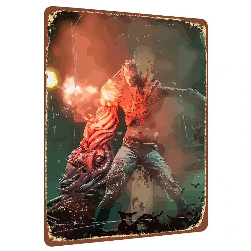 

Cool Demon Warrior Metal Iron Painting Vintage Industrial Style Home Decor Living Room Study Bar Wall Hanging 20x30cm（7.8x11.8inch）