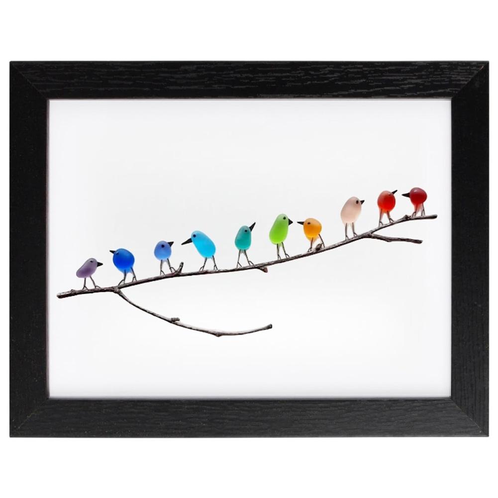 Sea Glass Rainbow Bird Ornament Wall Decoration Art Wall Hanging Birthday Gift Living Room Bedroom Ornament Decoration Crafts