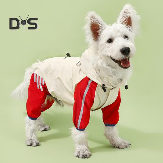 Dog Raincoat Waterproof Hooded Pet Rain Jacket Full Wrap Poncho with Reflective Strips And Leash Hole for Small Medium Dogs