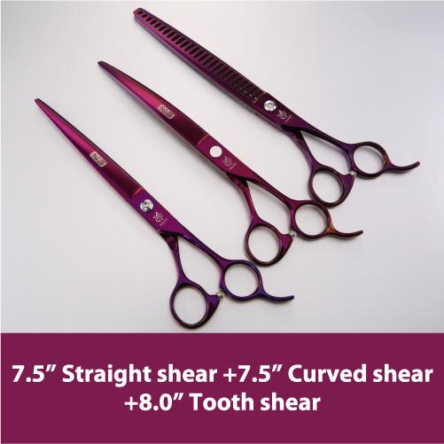 Fenice purple dog grooming scissors set