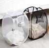 Dirty Clothes Basket Large Capacity Mesh Laundry Basket  BathroomCloth MeshStorage BagFrame Bucket Organizers Storage Pouch