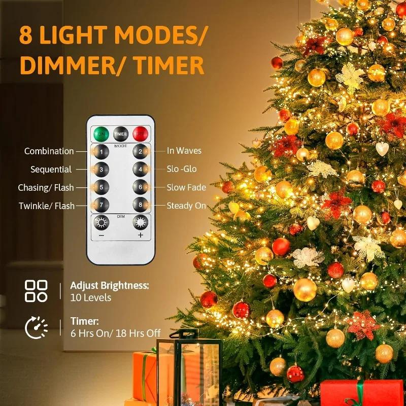 LED Fairy String Lights Battery Powered Remote Control 8 Modes Waterproof Garland for Birthday Wedding Party Garden Home Decor