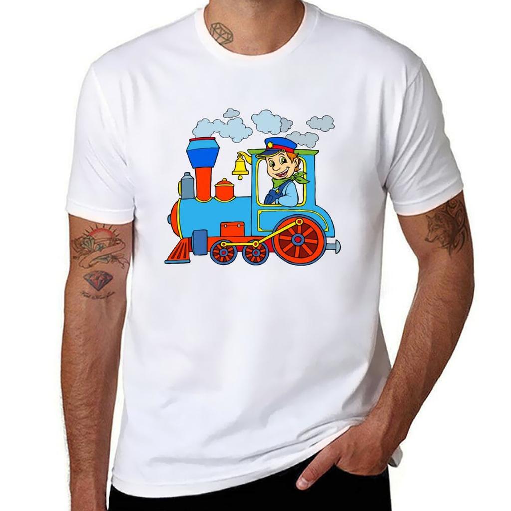 Locomotive Steam Locomotive Tshirt Odor Resistant Short Sleeve Top