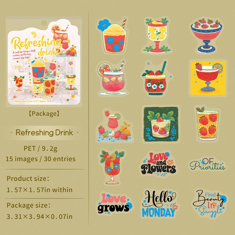30sheets/bag Sticker Pack Kawaii Girl Cat Sticker Scrapbook Office Stationery DIY Hand Account Book Notebook Decoration Stickers