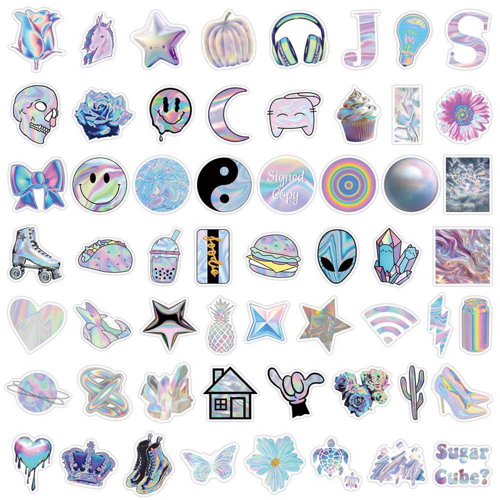 110 Neue Schillernde Graffiti-Sticker Roller Koffer Wasserbecher Cartoon-Sticker