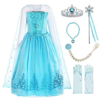 ReliBeauty Girls' Sequin Princess Costume, Long Sleeves, Dress-Up (100), Blue