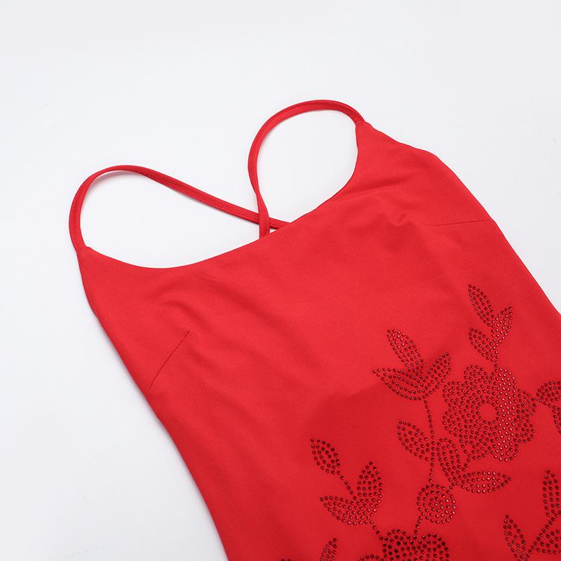 Spring Sexy Dress Women's Socialite Ethos Elegant Slim-fit Hot Drill Halter Dress