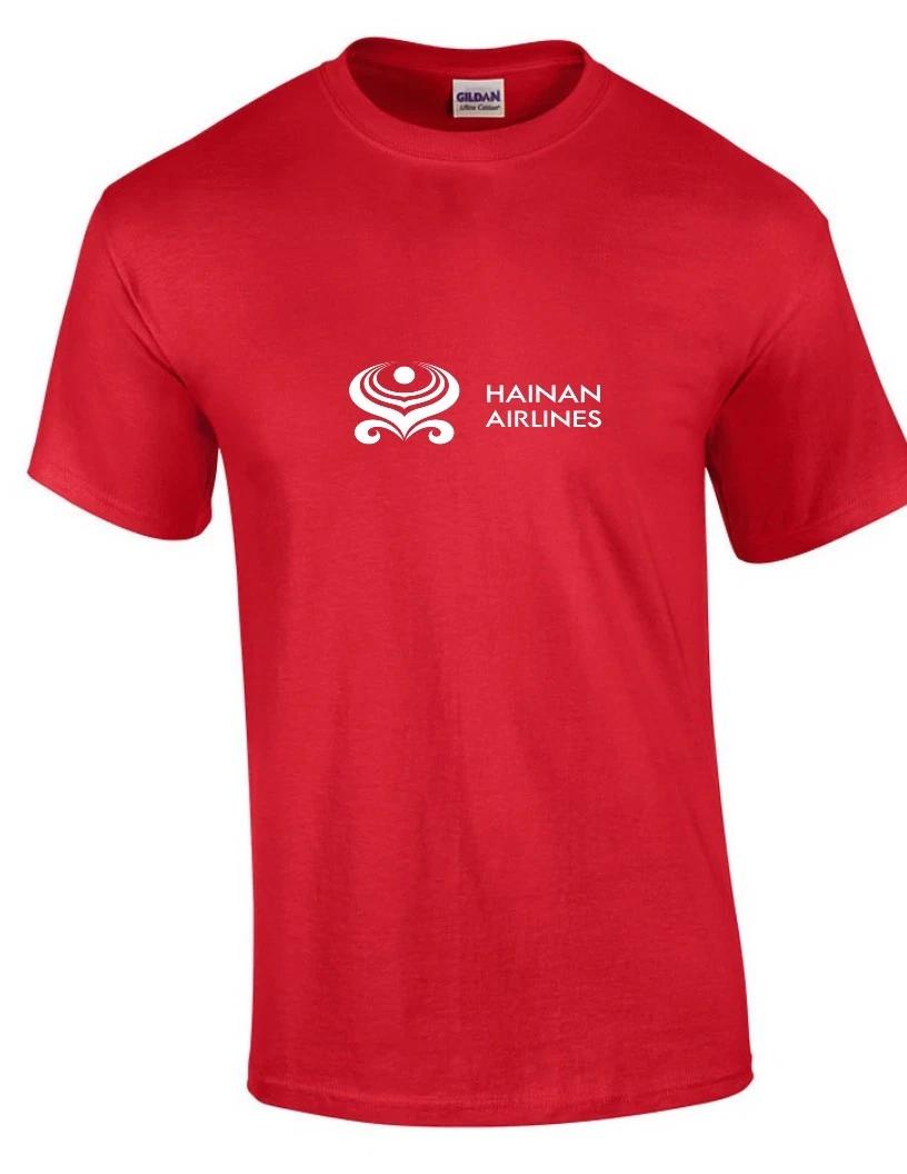 Hainan Airlines White Logo Chinese Airline Aviation Red Cotton T-Shirt S