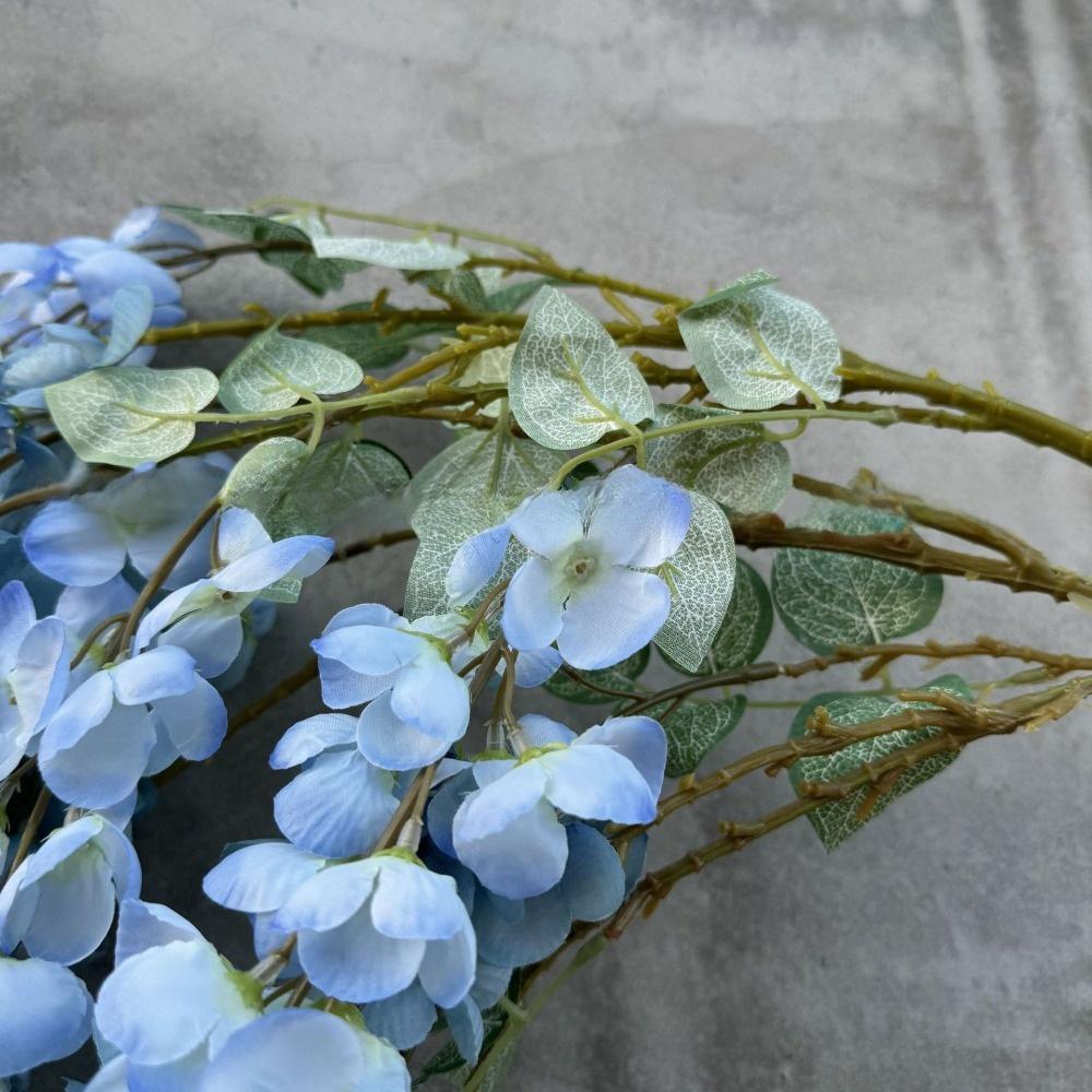 6 Forks Artificial Wisteria Flowers Purple Decorative Artificial Faux Plants Vine Bushy Vine Rattan Fake Flower String