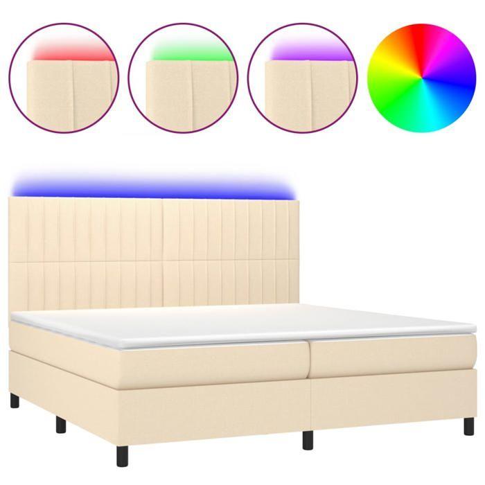 VidaXL Slat Bed Base with Mattress and LED, Upholstered Bed, Double Bed, Adult Bedroom Interior Bed, 3135066