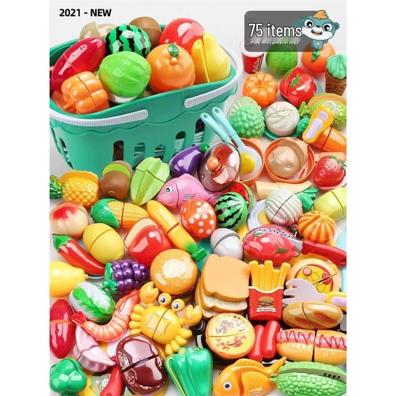 Kids' Velcro Fruit & Veggie Cutting Set - Magnetic Dollhouse Toy for Boys & Girls