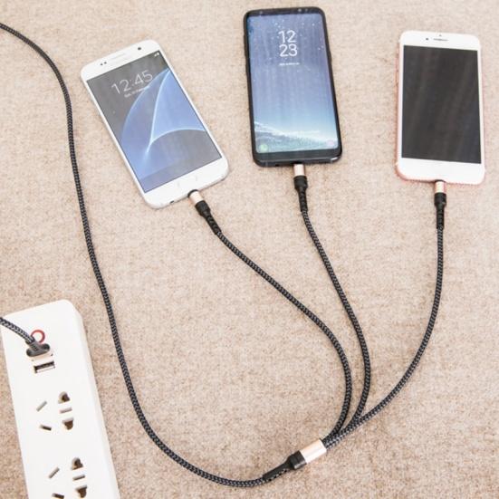 3 In 1 Micro USB Type-C 3/5A Phone Fast Charging Cable Cord