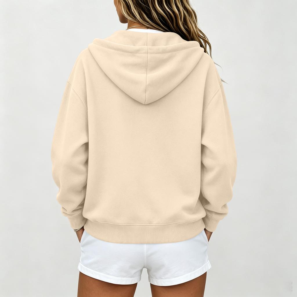 Women's Lightweight Zip-Up Hoodie Drop Shoulder Relaxed Fit for Spring and Fall