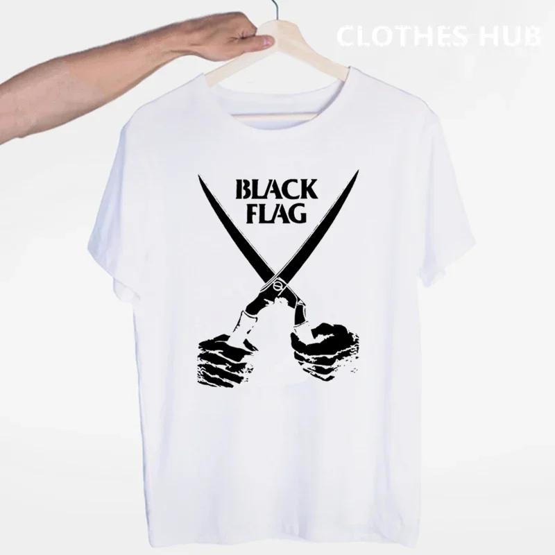 Black Flag T-shirt Summer O-Neck Short Sleeve Punk Rock Band Henry Rollins Large Bars Tshirt
