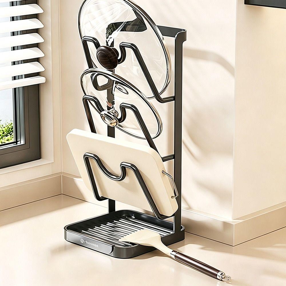 Multifunctional Pot Lid Rack Spoon Rest Stainless Steel Cutting Board Storage Rack Utensil Placement Rack Kitchen Accessories