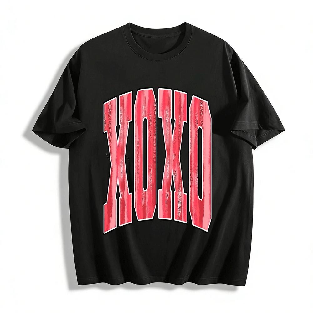Vintage XOXO Print Casual Top Retro Style Daily Wear Pure cotton T-shirt XXS