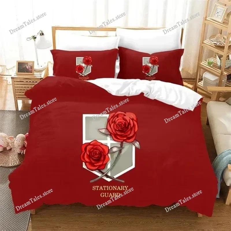 Home Textile Cartoons Attack on Titan Cover Duvet Cover Pillow Case Boy Girl Polyester Bedding Set King Queen Twin Size