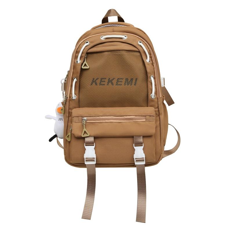 Schoolbag backpack solid color trendy brand men's and women's travel large-capacity backpack junior high school students lightweight simple casual