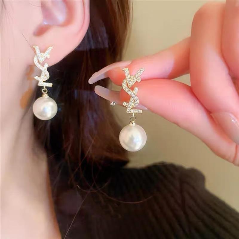 1 Paire Boucles d'Oreilles Perles Style Linéaire Chic Aiguille Argentée Élégant Tempérament Nœud Perle Bijoux Clous Pendantes Boucles d'Oreilles Perles