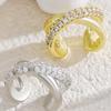 Double Layer Ear Cuff with Shiny Stones Elegant Silver Tone Non Piercing Ear Clip for Women Fashion Jewelry Accessory