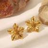 Gold Color Stainless Steel Flower Earrings For Womne 35mm Big Hiphop Diasy Stud