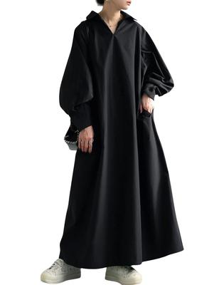 Antiqua Raglanärmel Normale Größe Schwarzes Damenkleid, PY-00779, (S-L), 05,