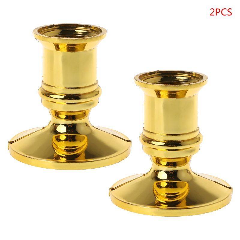 

2pcs Plastic Gold Plated Base Holder Pillar Candlestick Stand For Electro