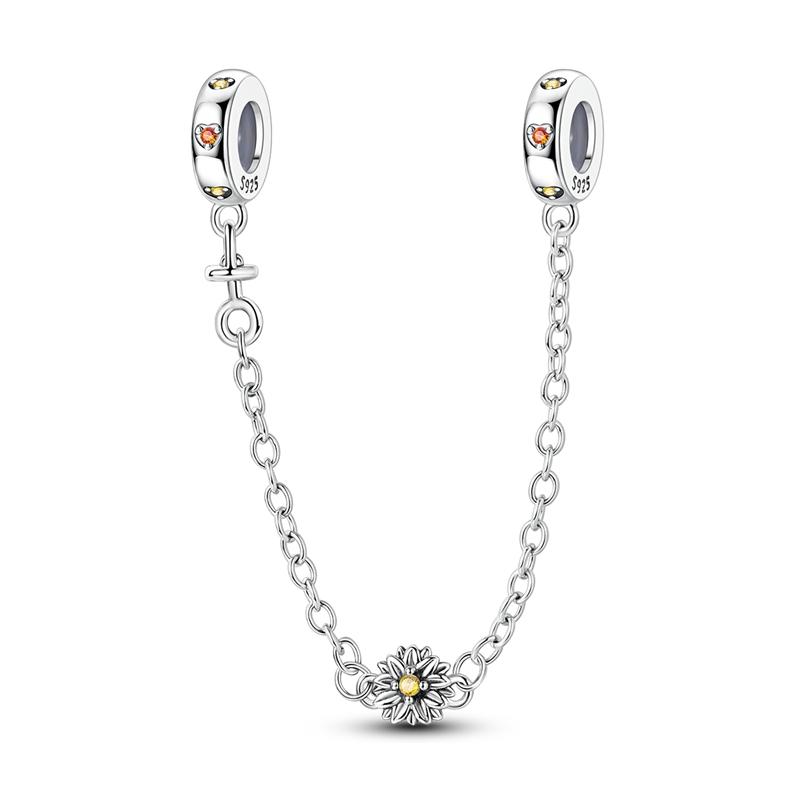 Copper Safety Chain Star Moon Airplane Earth Inlaid Zircon Charms Beads Fit Original Bangle Bracelet Diy Jewelry