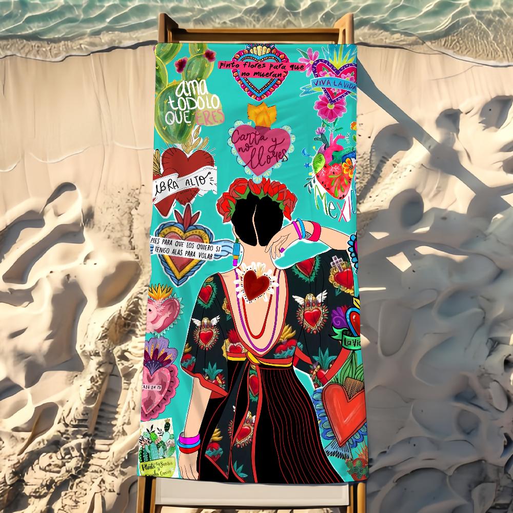 Art F-Frida K-Kahlo Asciugamano Asciugamano da Spiaggia Viaggio Leggero Delicato sulla Pelle per Piscina Spiaggia Campeggio Crociera Estate