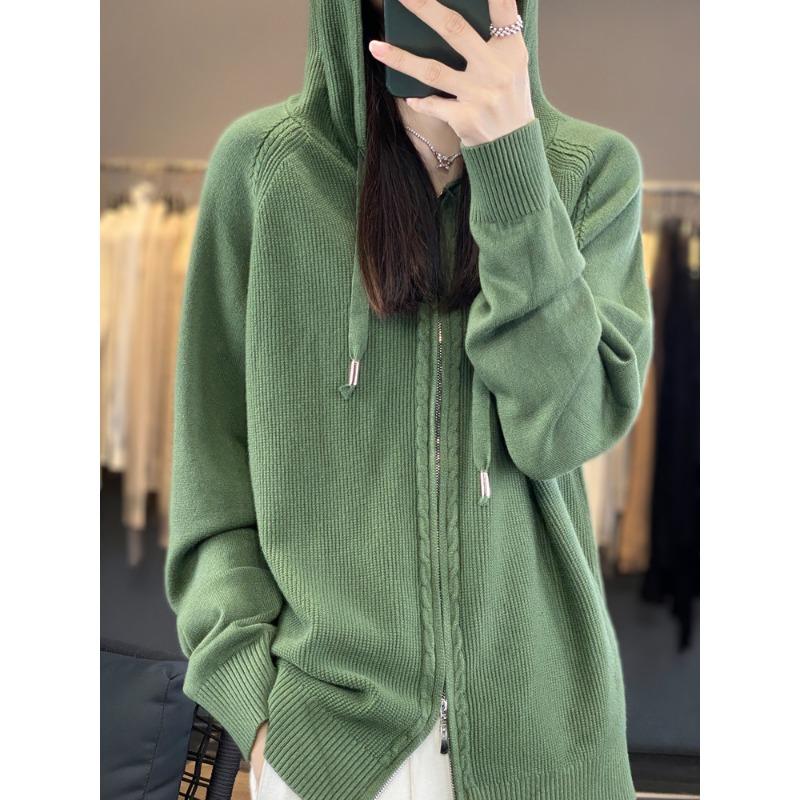 DAFIFY Women's Fashion Casual Fall Winter Solid Color Print Long Sleeve Hooded Sweaters