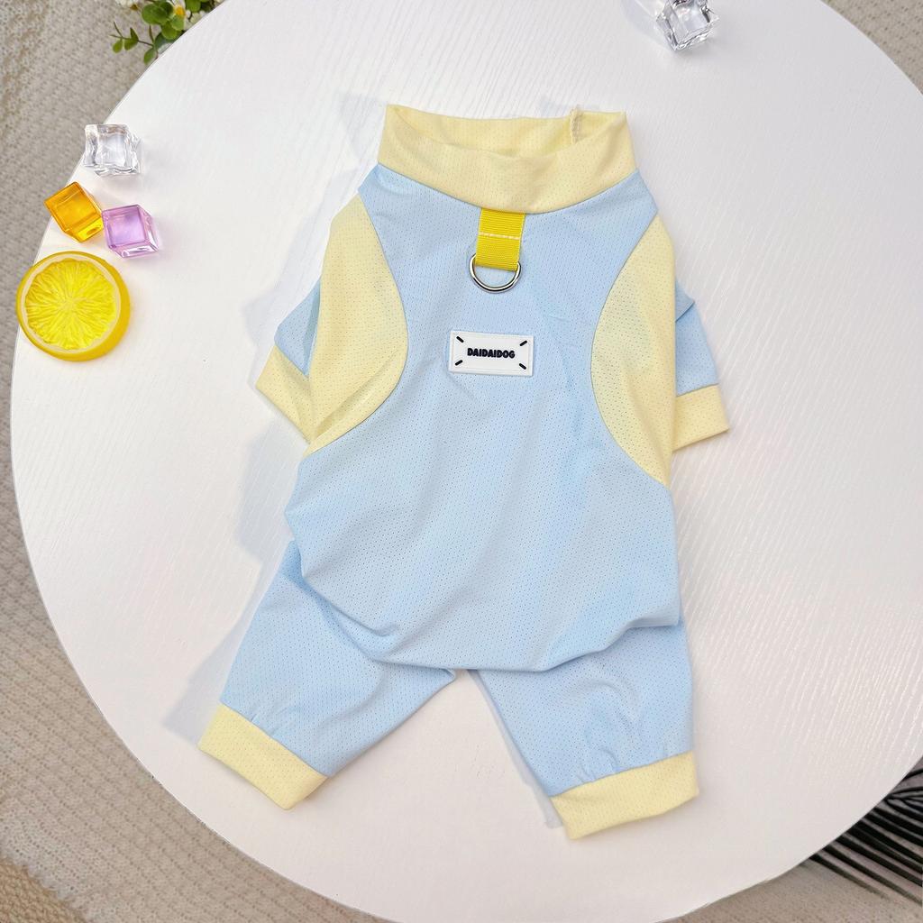 Dog Cat Clothes Spring Summer Ice Silk Cooling Mesh Four Legs Outfit Bichon Teddy Sun Protection Suit Dog Cooling Vest Puppy