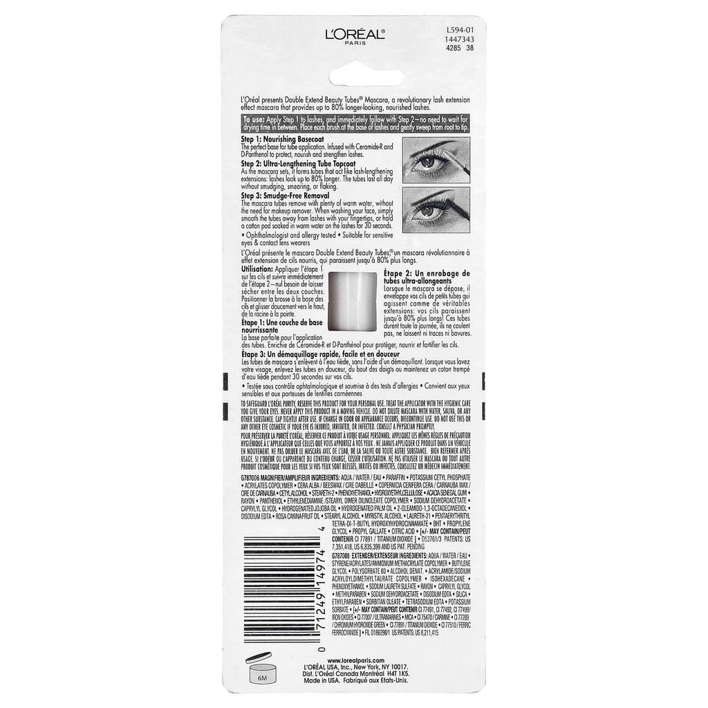 L'Oréal, Double Xtend® Beauty Tube® Mascara, 570 Black, 5.2 Ml (0.17 Fl Oz)