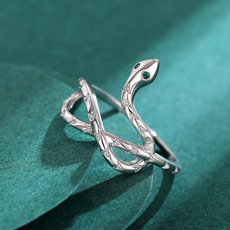 Snake Animal Ring, Personalized Design Ring, Female, Micro-Inlaid Zircon Multi-Layer Ring.