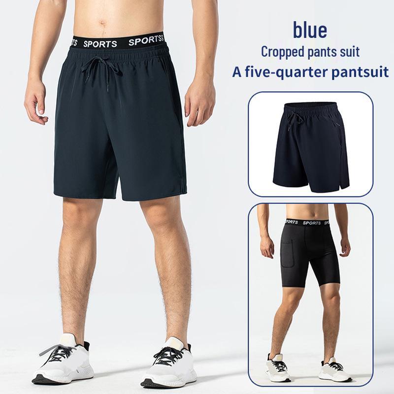 

Men s Quick-Dry Ice Silk Running Shorts Set: Breathable, Lightweight, Casual, Loose Fit for Summer Basketball and Fitness 5XL